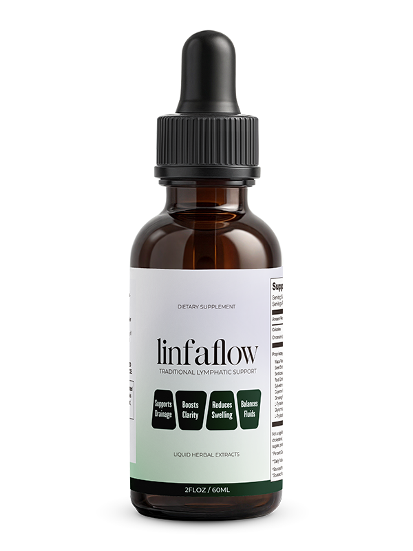 Linfaflow dietary supplement, 2 fl oz / 60 ml amber dropper bottle of liquid herbal extract